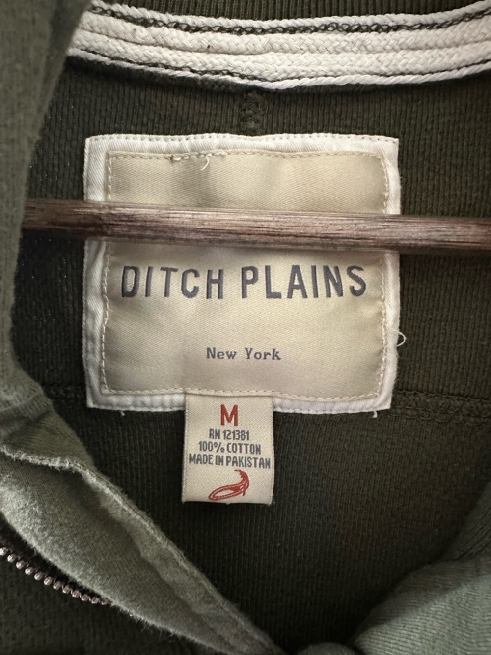 Ditch Plains Men's Olive Quarter Zip Shirt - Picture 2 of 4